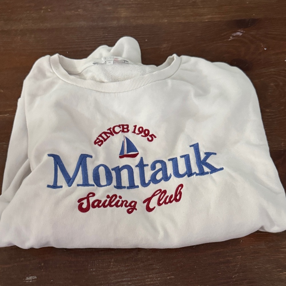 Francesca's Collections White Montauk Sailing Club Embroidered Sweatshirt